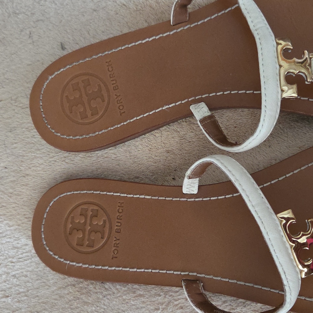 Tory Burch White and Brown Sandals - Picture 3 of 7